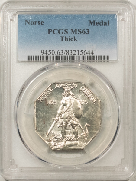 Early Commems 1925 NORSE MEDAL COMMEMORATIVE, THICK – PCGS MS-63, LUSTROUS & PREMIUM QUALITY!