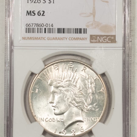 New Store Items 1926-S PEACE DOLLAR – NGC MS-62, WHITE & CHOICE!