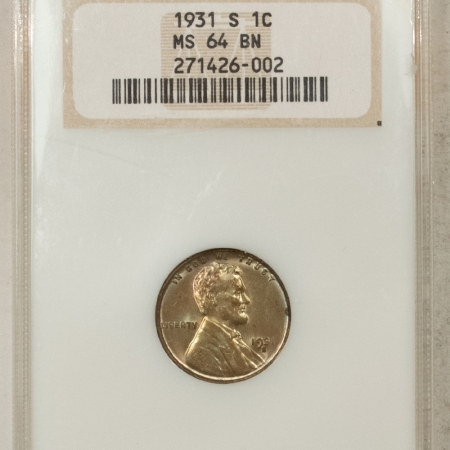New Store Items 1931-S LINCOLN CENT – NGC MS-64 BN, KEY DATE, FATTIE HOLDER!