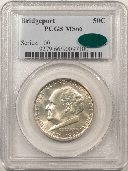 CAC Approved Coins 1936 BRIDGEPORT COMMEMORATIVE HALF DOLLAR – PCGS MS-66, PREMIUM QUALITY, CAC!