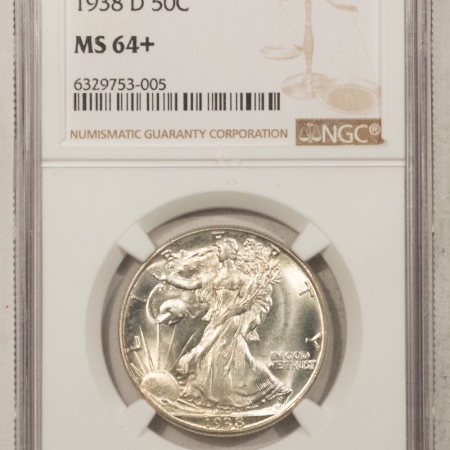 New Certified Coins 1938-D WALKING LIBERTY HALF DOLLAR NGC MS-64+, BLAST WHITE & PREMIUM QUALITY!