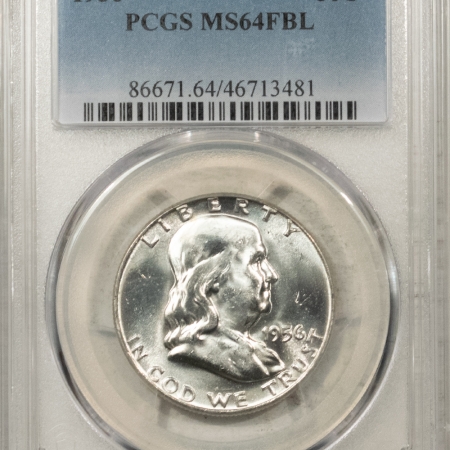 U.S. Certified Coins 1956 FRANKLIN HALF DOLLAR – PCGS MS-64 FBL, BLAST WHITE!