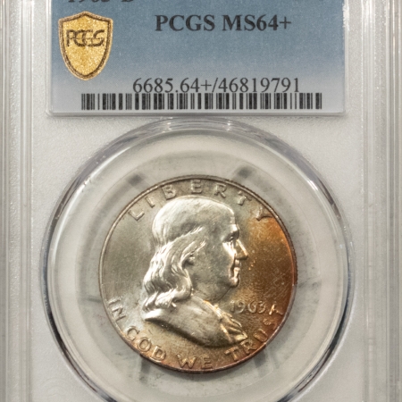 U.S. Certified Coins 1963-D FRANKLIN HALF DOLLAR – PCGS MS-64+ LOOKS 65+ NEARLY FBL, PREMIUM QUALITY!