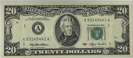 Small Federal Reserve Notes 1993 $20 FRN, BOSTON, FR-2079-a, “OFFSET PRINTING ERROR”, PMG-64 EPQ; DRAMATIC!