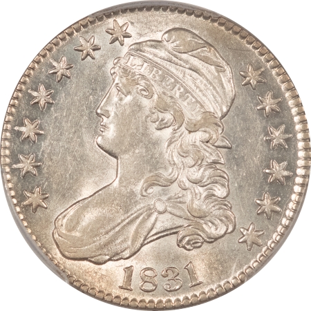 Early Halves 1831 CAPPED BUST HALF DOLLAR – PCGS AU-55, LUSTROUS & WELL STRUCK!
