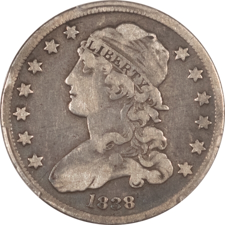 Capped Bust Quarters 1838 CAPPED BUST QUARTER – PCGS F-12, NICE ORIGINAL
