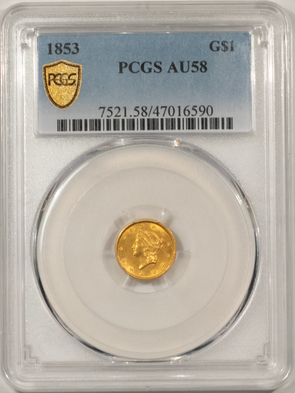 1853 $1 GOLD DOLLAR, TYPE 1 - PCGS AU-58, FRESH & FLASHY! - The Reeded ...