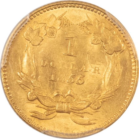 $1 1855 TYPE 2 $1 GOLD DOLLAR – PCGS MS-62, WELL STRUCK & FRESH!