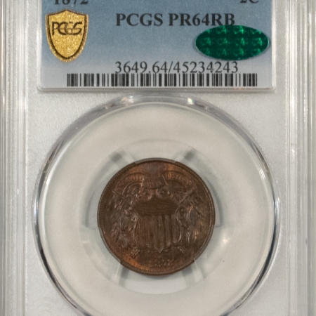 New Store Items 1872 TWO CENT PIECE – PCGS PR-64 RB, CAC APPROVED, FRESH & PQ+!