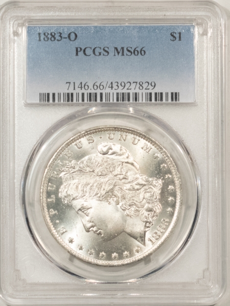 Morgan Dollars 1883-O MORGAN DOLLAR – PCGS MS-66, PREMIUM QUALITY, SUPERB CHEEK!