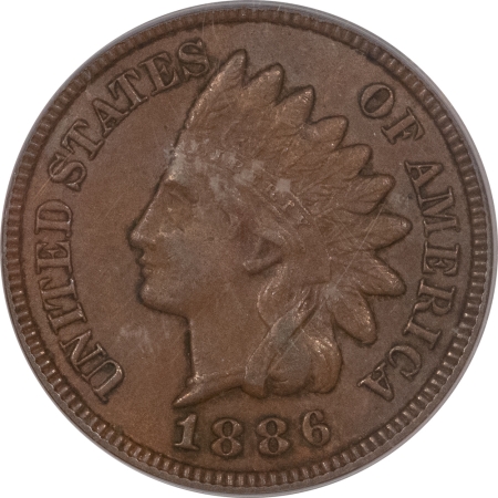 Indian 1886 INDIAN HEAD CENT, VARIETY 2 – PCGS AU-50