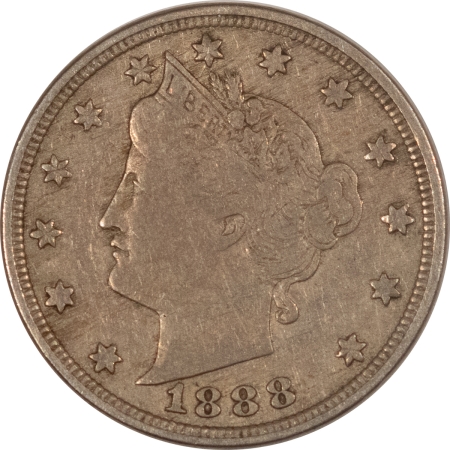 Liberty Nickels 1888 LIBERTY V NICKEL – NICE ORIGINAL VERY FINE, SEMI-KEY DATE!