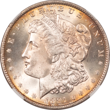 Morgan Dollars 1891 MORGAN DOLLAR NGC MS-64, PREMIUM QUALITY+, LOOKS GEM!