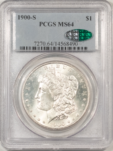 CAC Approved Coins 1900-S MORGAN DOLLAR – PCGS MS-64, WHITE, PREMIUM QUALITY & CAC APPROVED!