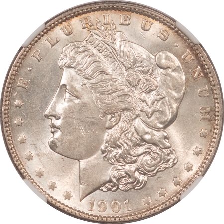 Morgan Dollars 1901 MORGAN DOLLAR – NGC AU-58, WHITE & WELL STRUCK, GREAT LOOK!