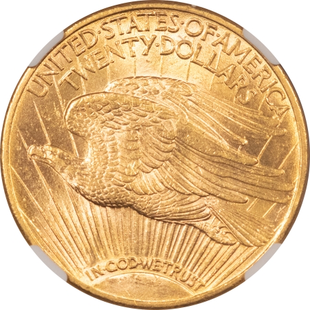 $20 1908-D W/ MOTTO $20 ST GAUDENS GOLD DOUBLE EAGLE – NGC MS-62, TOUGHER DATE!