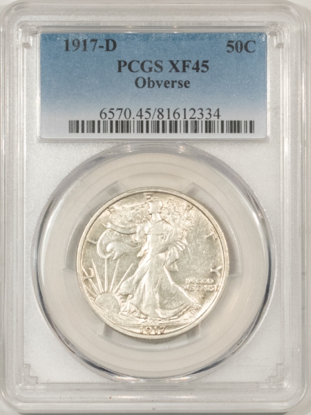 New Certified Coins 1917-D OBVERSE WALKING LIBERTY HALF DOLLAR – PCGS XF-45 LOOKS ABOUT UNCIRCULATED