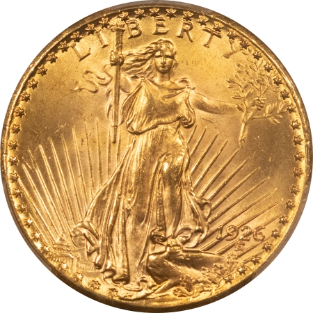 $20 1926 $20 ST GAUDENS GOLD, TRIPLE DIE OBVERSE, TDO FS-101, PCGS MS-64 FLASHY & PQ