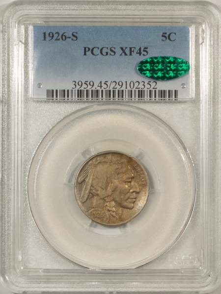 Buffalo Nickels 1926-S BUFFALO NICKEL – PCGS XF-45, PQ, PRETTY & WELL STRUCK! CAC APPROVED!