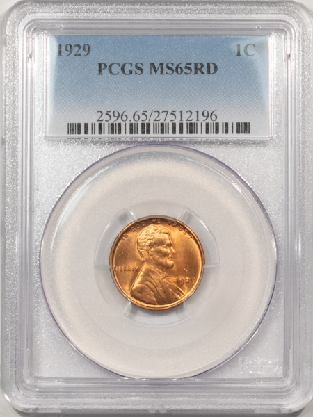 Lincoln Cents (Wheat) 1929 LINCOLN CENT – PCGS MS-65 RD, GEM RED!