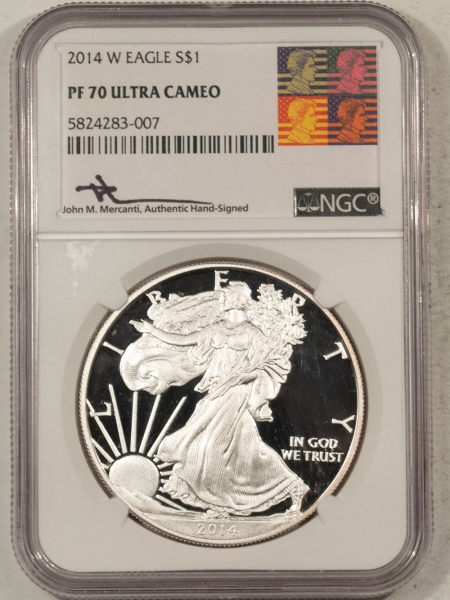 American Silver Eagles 2014-W 1OZ PROOF AMERICAN SILVER EAGLE NGC PF70 ULTRA CAMEO MERCANTI HAND-SIGNED