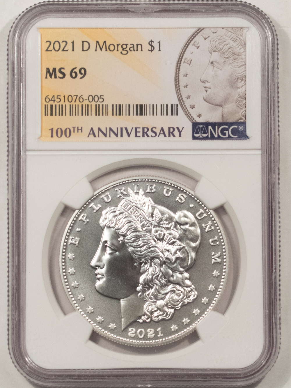 2021-D COMMEMORATIVE MORGAN SILVER DOLLAR - NGC MS-69, 100TH ...