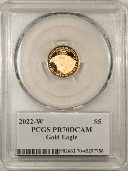 American Gold Eagles, Buffaloes, & Liberty Series 2022-W PROOF 1/10 OZ $5 AMERICAN GOLD EAGLE PCGS PR-70 DCAM PREMIER 1ST 1 OF 50