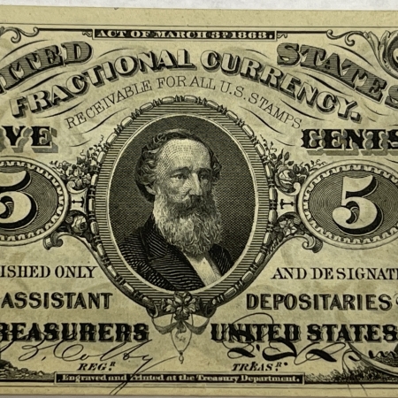 U.S. Currency FRACTIONAL CURRENCY-3RD ISSUE, FR-1238, 5c, FRESH CU, EMBOSSING, SATURATED COLOR
