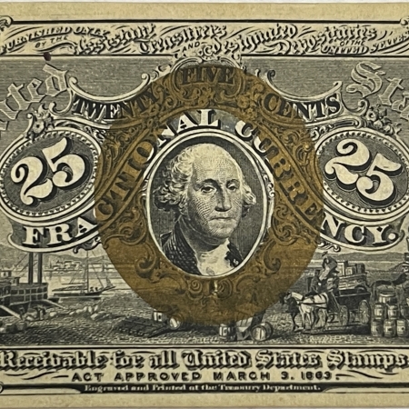 U.S. Currency FRACTIONAL CURRENCY-2ND ISSUE, FR-1286, 25c, FRESH CU, GREAT CENTERING & COLOR!