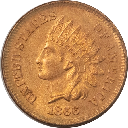 Indian 1866 INDIAN CENT – UNCIRCULATED DETAILS BUT CLEANED, DECENT RED LOOK