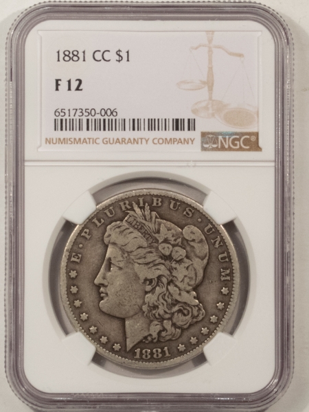 Morgan Dollars 1881-CC MORGAN DOLLAR NGC F-12, NICE CARSON CITY, LOW MINTAGE