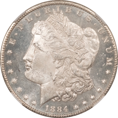 Morgan Dollars 1884-CC MORGAN DOLLAR – NGC MS-63 PL, WHITE & PROOFLIKE W/ GREAT CONTRAST!