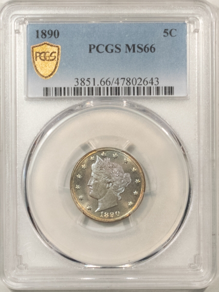 Liberty Nickels 1890 LIBERTY NICKEL – PCGS MS-66, DROP DEAD GORGEOUS!