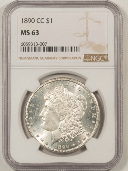 Morgan Dollars 1890-CC MORGAN DOLLAR – NGC MS-63, FRESH WHITE, PREMIUM QUALITY CARSON CITY!