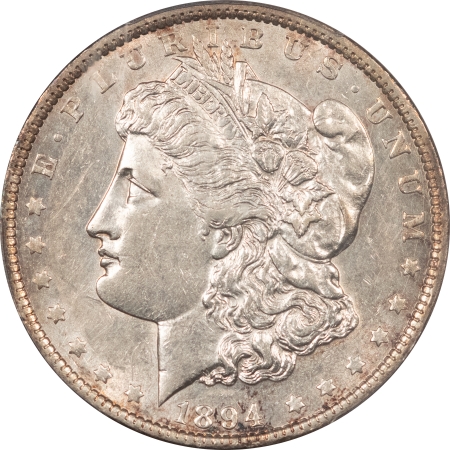 Dollars 1894 MORGAN DOLLAR – PCGS AU-53, FLASHY, TOUGH LOW-MINTAGE DATE!