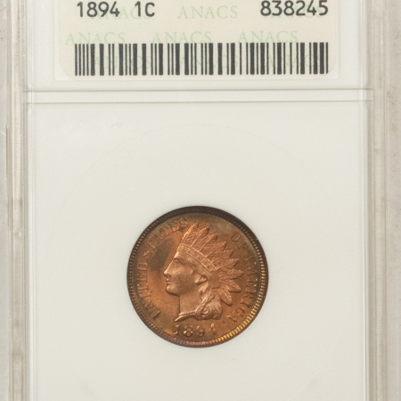 New Store Items 1894 INDIAN CENT – ANACS MS-62 RB, GORGEOUS & PREMIUM QUALITY!