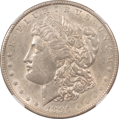 Morgan Dollars 1896-O MORGAN DOLLAR – NGC AU-55, WHITE W/ NICE LOOK!