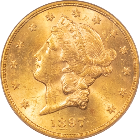 $20 1897-S $20 LIBERTY HEAD GOLD – PCGS MS-61, FLASHY & PREMIUM QUALITY!