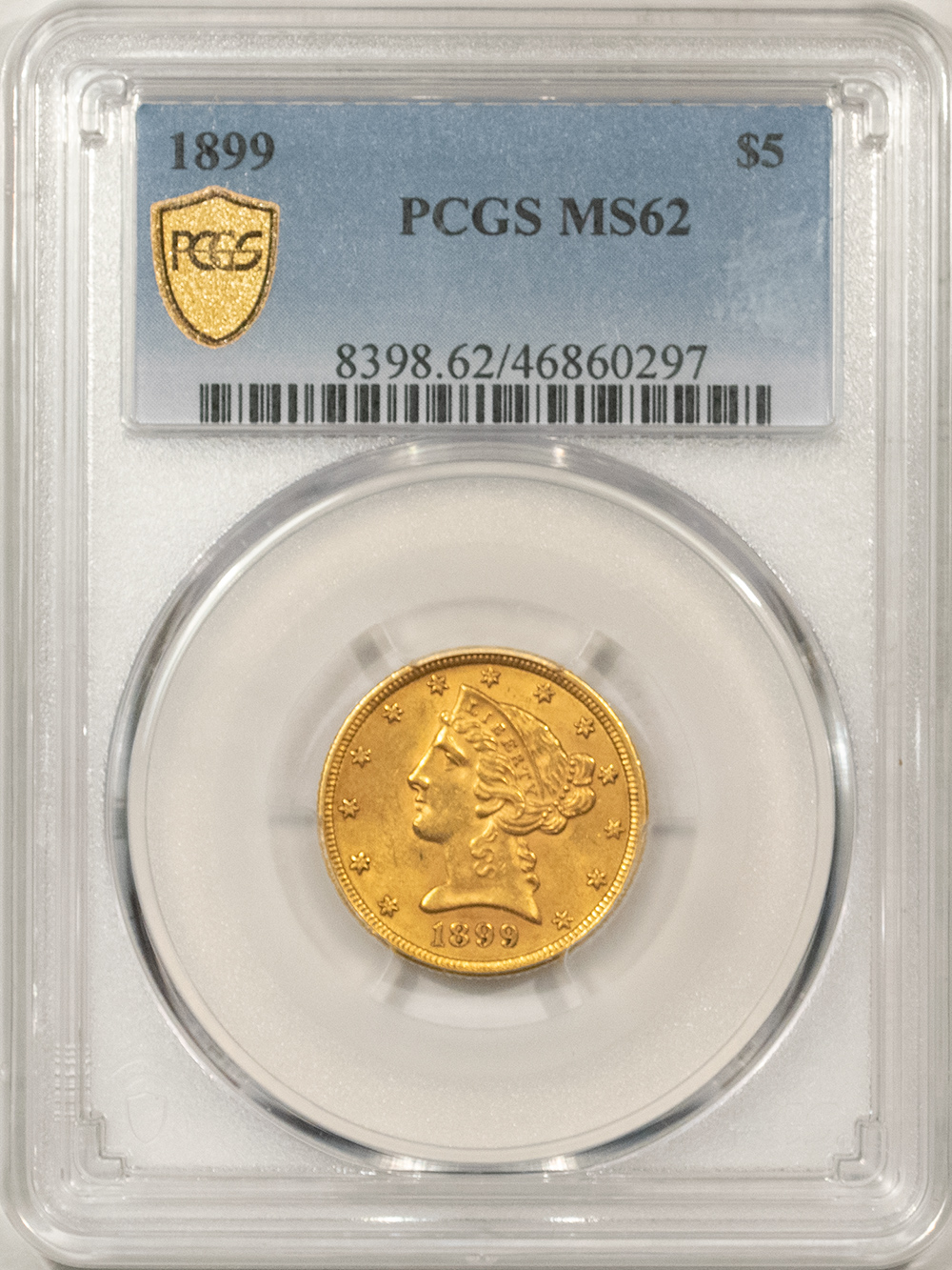 1899 $5 LIBERTY HEAD GOLD HALF EAGLE - PCGS MS-62 - The Reeded Edge, Inc