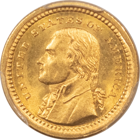 Gold 1903 $1 LA PURCHASE, JEFFERSON GOLD COMMEMORATIVE – PCGS MS-64, LUSTROUS!