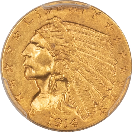 $2.50 1914-D $2.50 INDIAN GOLD – PCGS AU-58, TOUGHER DATE