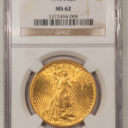U.S. Certified Coins 1915-S $20 ST GAUDENS GOLD DOUBLE EAGLE – NGC MS-62, FLASHY, LUSTROUS!