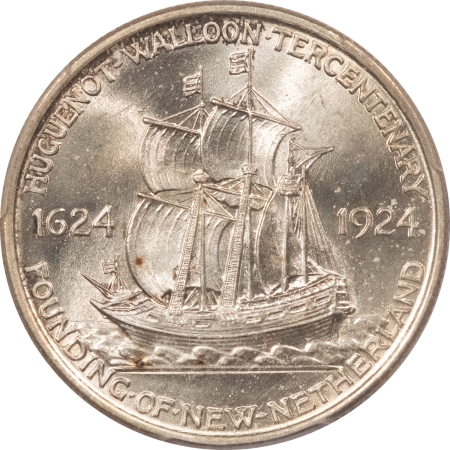 New Certified Coins 1924 HUGUENOT COMMEMORATIVE HALF DOLLAR – PCGS MS-64, 100% WHITE, LOOKS GEM!