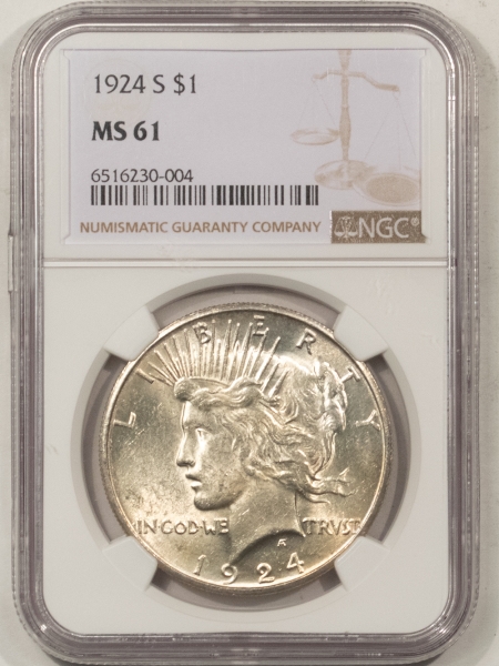 New Certified Coins 1924-S PEACE DOLLAR – NGC MS-61, FLASHY!