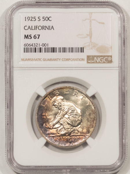 New Certified Coins 1925-S CALIFORNIA COMMEMORATIVE HALF DOLLAR – NGC MS-67, PRETTY, SUPERB!