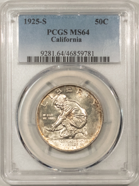 New Certified Coins 1925-S CALIFORNIA COMMEMORATIVE HALF DOLLAR – PCGS MS-64, LUSTROUS & PQ!