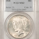 New Certified Coins 1927-S PEACE DOLLAR – PCGS MS-62, WHITE & VIRTUALLY CHOICE!
