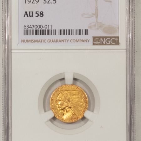 New Store Items 1929 $2.50 INDIAN HEAD GOLD – NGC AU-58
