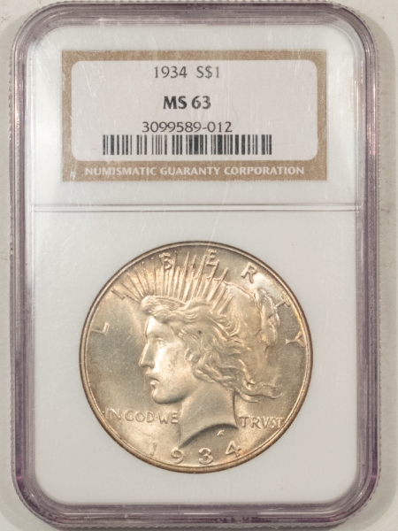 New Certified Coins 1934 PEACE DOLLAR – NGC MS-63, FRESH & ORIGINAL!