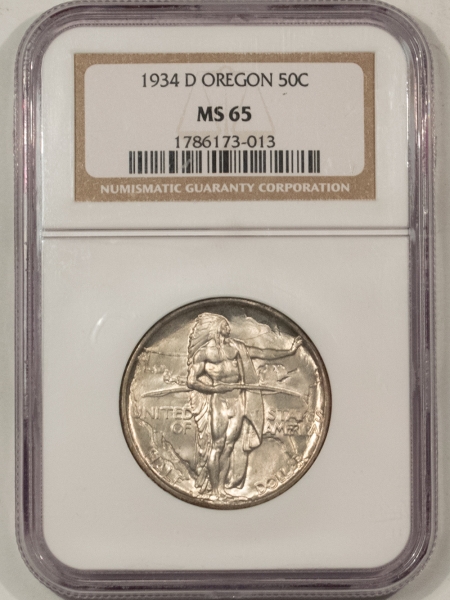 New Certified Coins 1934-D OREGON COMMEMORATIVE HALF DOLLAR – NGC MS-65, ORIGINAL GEM!